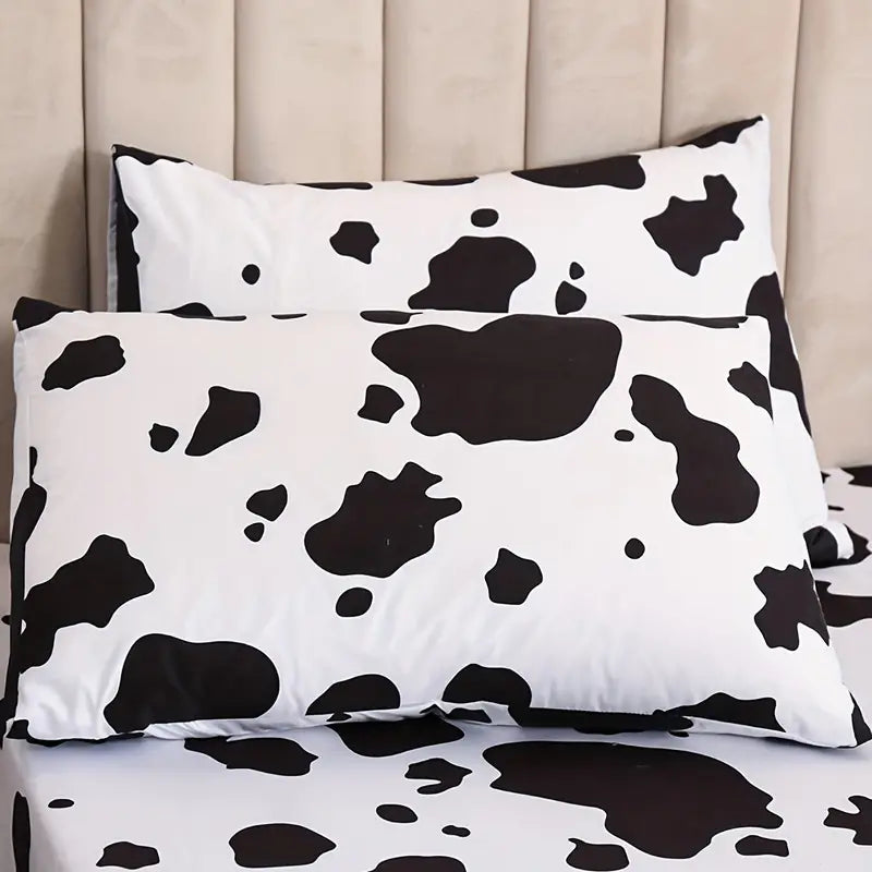 4pcs Cow Print Bedding Set for Bedroom and Guest Room