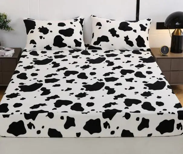 4pcs Cow Print Bedding Set for Bedroom and Guest Room